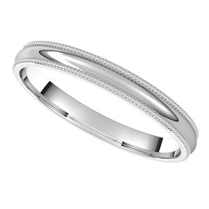 14K White 2.5 mm Milgrain Half Round Comfort Fit Band Size 5 - BN & CO JEWELRY