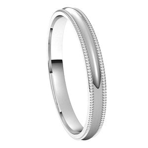 14K White 2.5 mm Milgrain Half Round Comfort Fit Band Size 5 - BN & CO JEWELRY