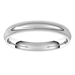 14K White 3 mm Milgrain Half Round Comfort Fit Light Band Size 7 - BN & CO JEWELRY