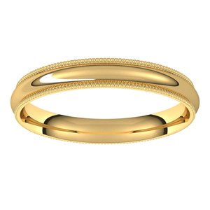 14K Yellow 3 mm Milgrain Half Round Comfort Fit Light Band Size 6 - BN & CO JEWELRY