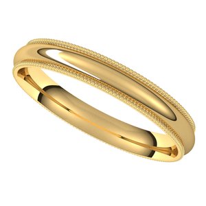 14K Yellow 3 mm Milgrain Half Round Comfort Fit Light Band Size 6 - BN & CO JEWELRY