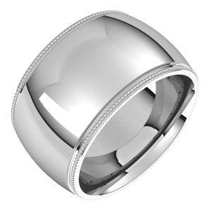 Sterling Silver 12 mm Milgrain Half Round Comfort Fit Band Size 11 - BN & CO JEWELRY