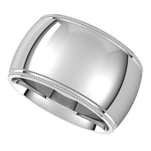 Sterling Silver 12 mm Milgrain Half Round Comfort Fit Band Size 11 - BN & CO JEWELRY