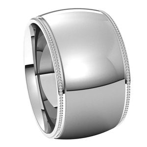 Sterling Silver 12 mm Milgrain Half Round Comfort Fit Band Size 11 - BN & CO JEWELRY
