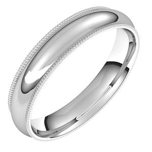 14K White 4 mm Milgrain Half Round Comfort Fit Band Size 10 - BN & CO JEWELRY