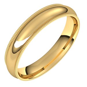 14K Yellow 4 mm Milgrain Half Round Comfort Fit Band Size 6 - BN & CO JEWELRY