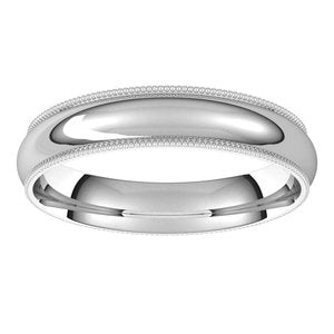 14K White 4 mm Milgrain Half Round Comfort Fit Band Size 7 - BN & CO JEWELRY