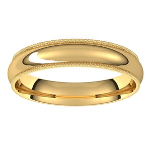 14K Yellow 4 mm Milgrain Half Round Comfort Fit Light Band Size 6.5 - BN & CO JEWELRY