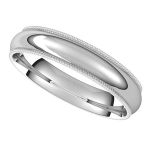 14K White 4 mm Milgrain Half Round Comfort Fit Light Band Size 7 - BN & CO JEWELRY