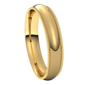 14K Yellow 4 mm Milgrain Half Round Comfort Fit Band Size 6 - BN & CO JEWELRY