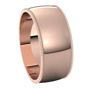 14K Rose 8 mm Milgrain Half Round Light Band Size 10 - BN & CO JEWELRY
