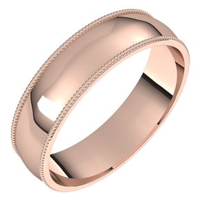 14K Rose 5 mm Milgrain Half Round Comfort Fit Light Band Size 9.5 - BN & CO JEWELRY