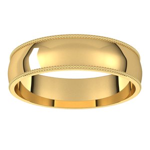 14K Yellow 5 mm Milgrain Half Round Comfort Fit Band Size 12 - BN & CO JEWELRY