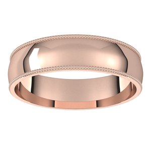 14K Rose 5 mm Milgrain Half Round Comfort Fit Light Band Size 9.5 - BN & CO JEWELRY