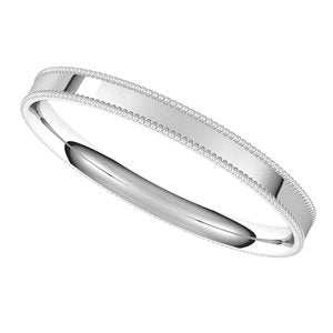 14K White 2.5 mm Milgrain Flat Comfort Fit Band Size 6 - BN & CO JEWELRY