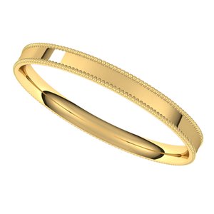 18K Yellow 2.5 mm Milgrain Flat Comfort Fit Band Size 5 - BN & CO JEWELRY