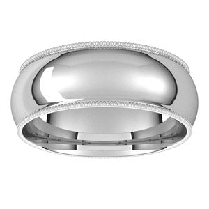 10K White 7 mm Milgrain Half Round Comfort Fit Light Band - BN & CO JEWELRY