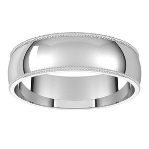 14K White 5.5 mm Milgrain Half Round Comfort Fit Band Size 7 - BN & CO JEWELRY