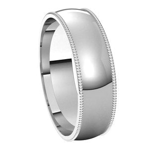 14K White 5.5 mm Milgrain Half Round Comfort Fit Band Size 7 - BN & CO JEWELRY