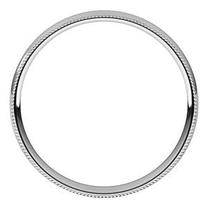 14K White 3 mm Milgrain Half Round Comfort Fit Light Band Size 7 - BN & CO JEWELRY