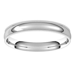 14K White 3 mm Milgrain Half Round Comfort Fit Light Band Size 7 - BN & CO JEWELRY