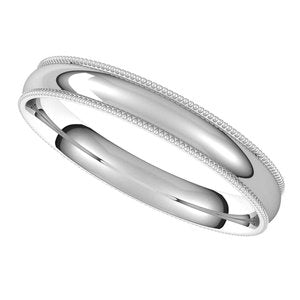 14K White 3 mm Milgrain Half Round Comfort Fit Light Band Size 7 - BN & CO JEWELRY