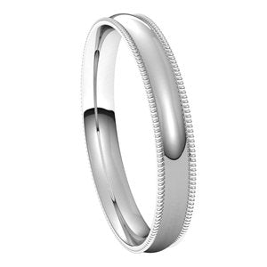 14K White 3 mm Milgrain Half Round Comfort Fit Light Band Size 7 - BN & CO JEWELRY