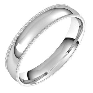14K White 4 mm Milgrain Light Comfort Fit Band Size 8.5 - BN & CO JEWELRY