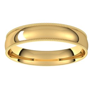 14K Yellow 4 mm Milgrain Half Round Comfort Fit Light Band Size 10.5 - BN & CO JEWELRY