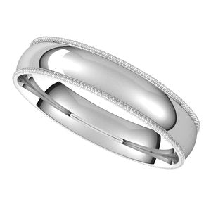 14K White 4 mm Milgrain Light Comfort Fit Band Size 8.5 - BN & CO JEWELRY