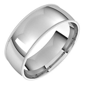 10K White 7 mm Milgrain Half Round Comfort Fit Light Band - BN & CO JEWELRY