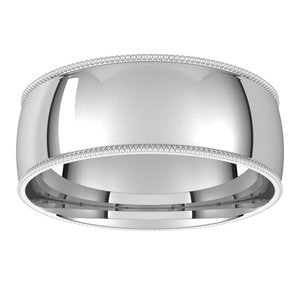 10K White 7 mm Milgrain Half Round Comfort Fit Light Band - BN & CO JEWELRY