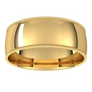 10K Yellow 7 mm Milgrain Half Round Comfort Fit Light Band - BN & CO JEWELRY