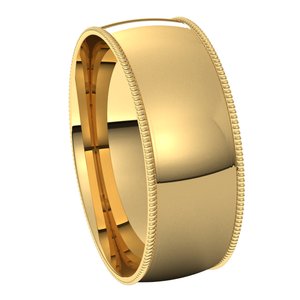 14K Yellow 7 mm Milgrain Half Round Comfort Fit Light Band - BN & CO JEWELRY