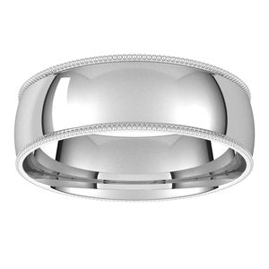 14K White 6 mm Milgrain Half Round Comfort Fit Light Band Size 10 - BN & CO JEWELRY