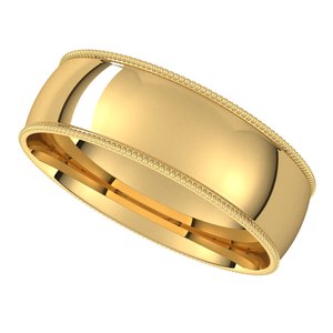 14K Yellow 6 mm Milgrain Half Round Comfort Fit Light Band Size 10 - BN & CO JEWELRY