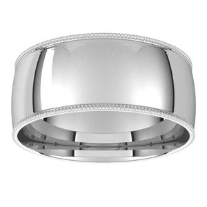 14K White 8 mm Milgrain Half Round Comfort Fit Light Band Size 11.5 - BN & CO JEWELRY