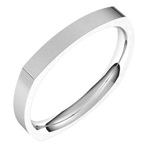 14K White 2.5 mm Square Comfort Fit Band Size 5 - BN & CO JEWELRY
