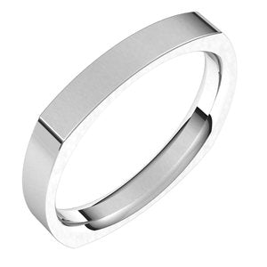 14K White 3 mm Square Comfort Fit Band Size 6 - BN & CO JEWELRY