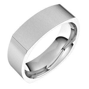 18K White 6 mm Square Comfort Fit Band Size 8 - BN & CO JEWELRY
