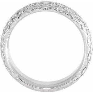 14K White 6 mm Rhombus Patterned Band Size 10 - BN & CO JEWELRY