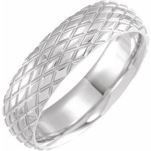 18K White 6 mm Rhombus Patterned Band Size 8.5 - BN & CO JEWELRY