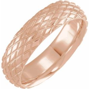14K Rose 6 mm Rhombus Patterned Band Size 9.5 - BN & CO JEWELRY