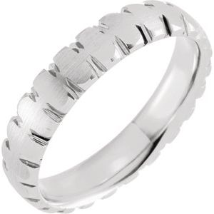14K White 4 mm Curve Edge Band with Satin Finish Size 10 - BN & CO JEWELRY