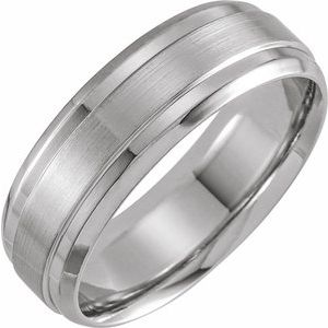 10K White 7 mm Beveled-Edge Band with Satin Finish - BN & CO JEWELRY