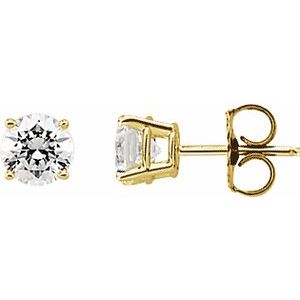 14K Yellow 6 mm Round Imitation White Cubic Zirconia Stud Earrings - BN & CO JEWELRY