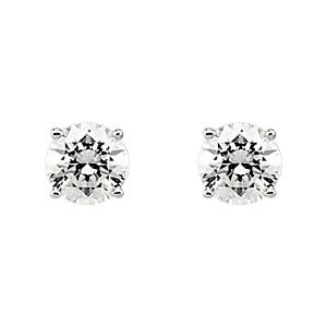 14K White 5 mm Round Imitation White Cubic Zirconia Stud Earrings - BN & CO JEWELRY