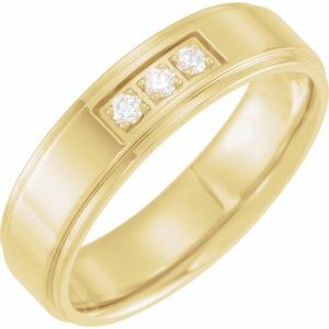 14K Yellow 1/10 CTW Natural Diamond Flat Edge Band Size 14 - BN & CO JEWELRY