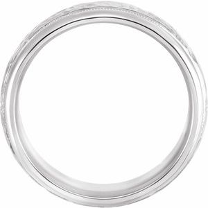 Sterling Silver 7 mm Half Round Band with Hammered Texture & Milgrain - BN & CO JEWELRY