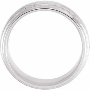 14K White 8 mm Half Round Band with Hammered Texture & Milgrain Size 11 - BN & CO JEWELRY